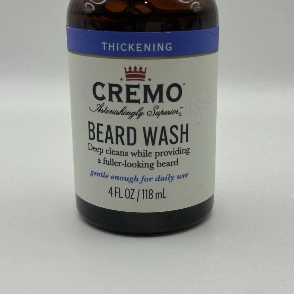Cremo Thickening Beard Wash Cleanser Fuller Looking Beard Gentle Daily Use 4 oz